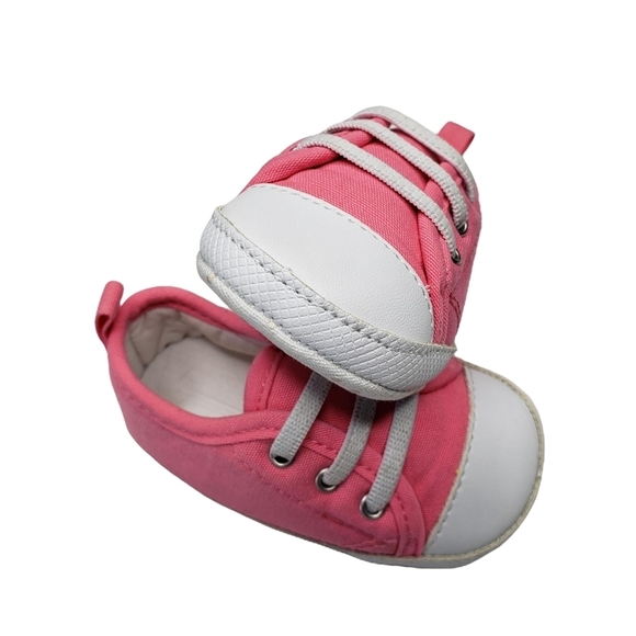 Simple Joys by Carter's | Pink Canvas Soft Baby Walker Shoes Girl's 3-6 Months - Picture 5 of 9